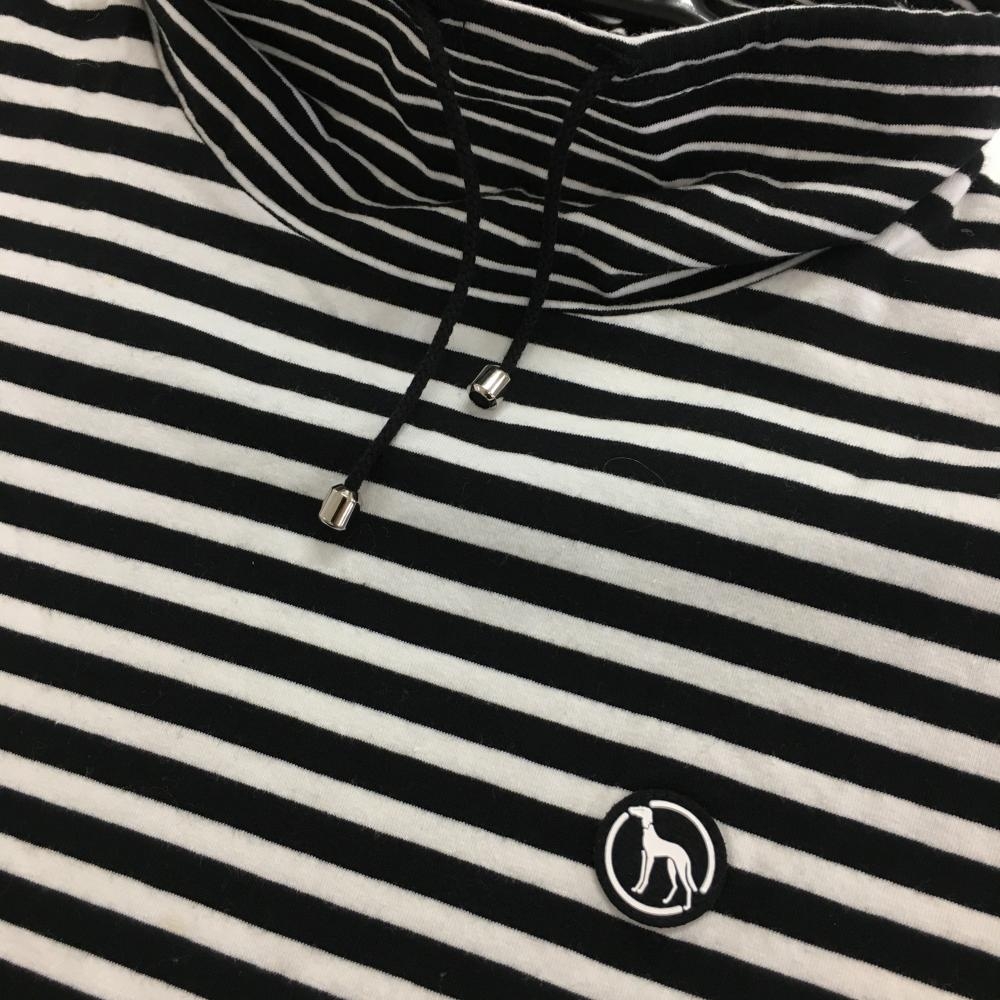 美品】アダバット 半袖ハイネックシャツ 白×黒 ボーダー柄 ロゴ