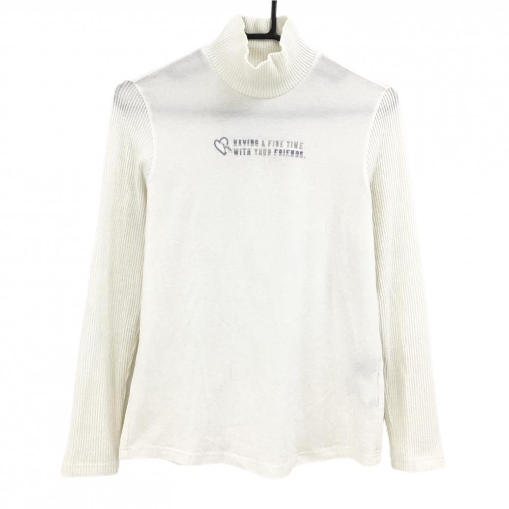 アダバット 長袖ハイネックシャツ 白 微起毛 ネック・袖リブ  レディース 38(M) ゴルフウェア adabat