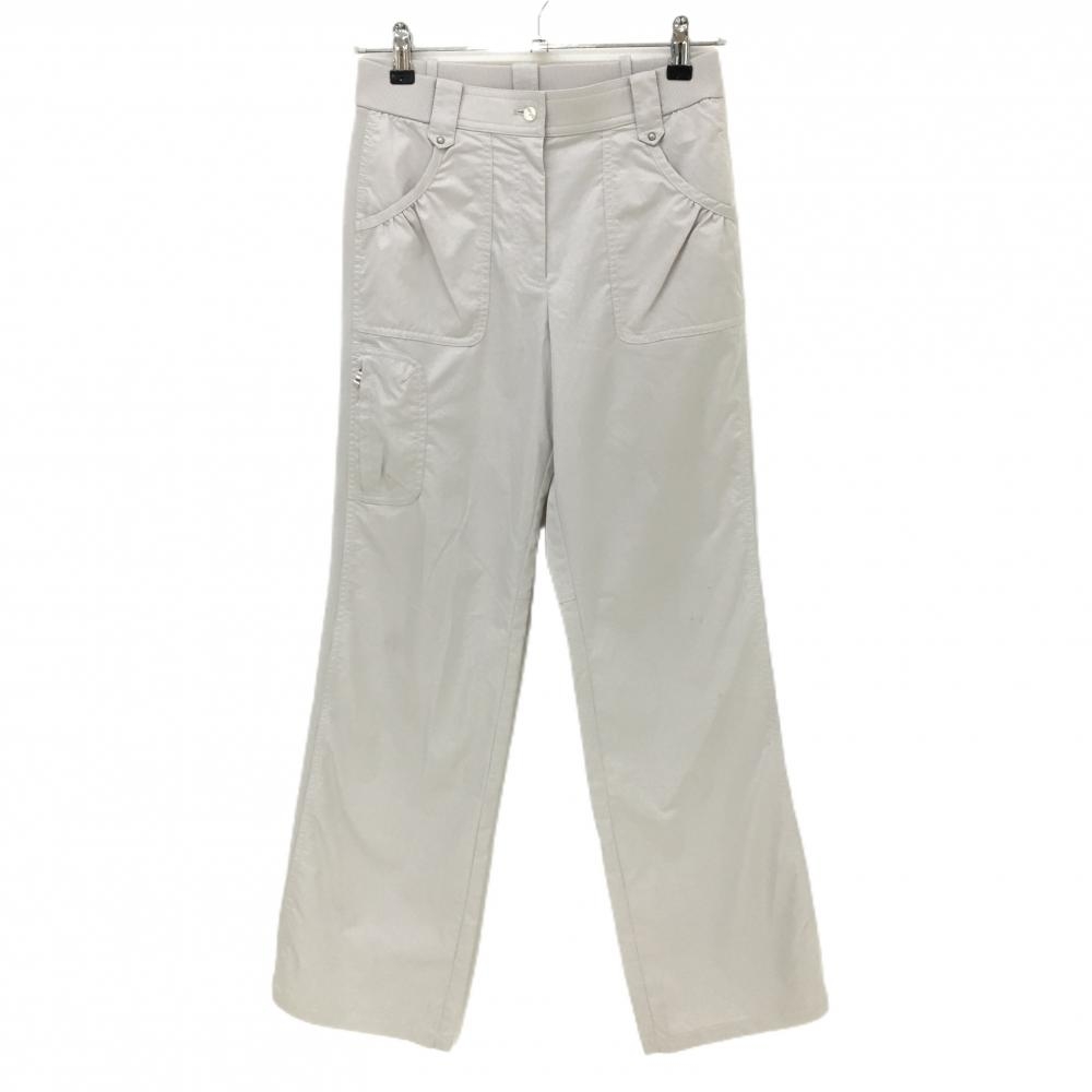 アダバット パンツ ライトグレー サイドリブ ジップポケット レディース 38(M) ゴルフウェア adabat