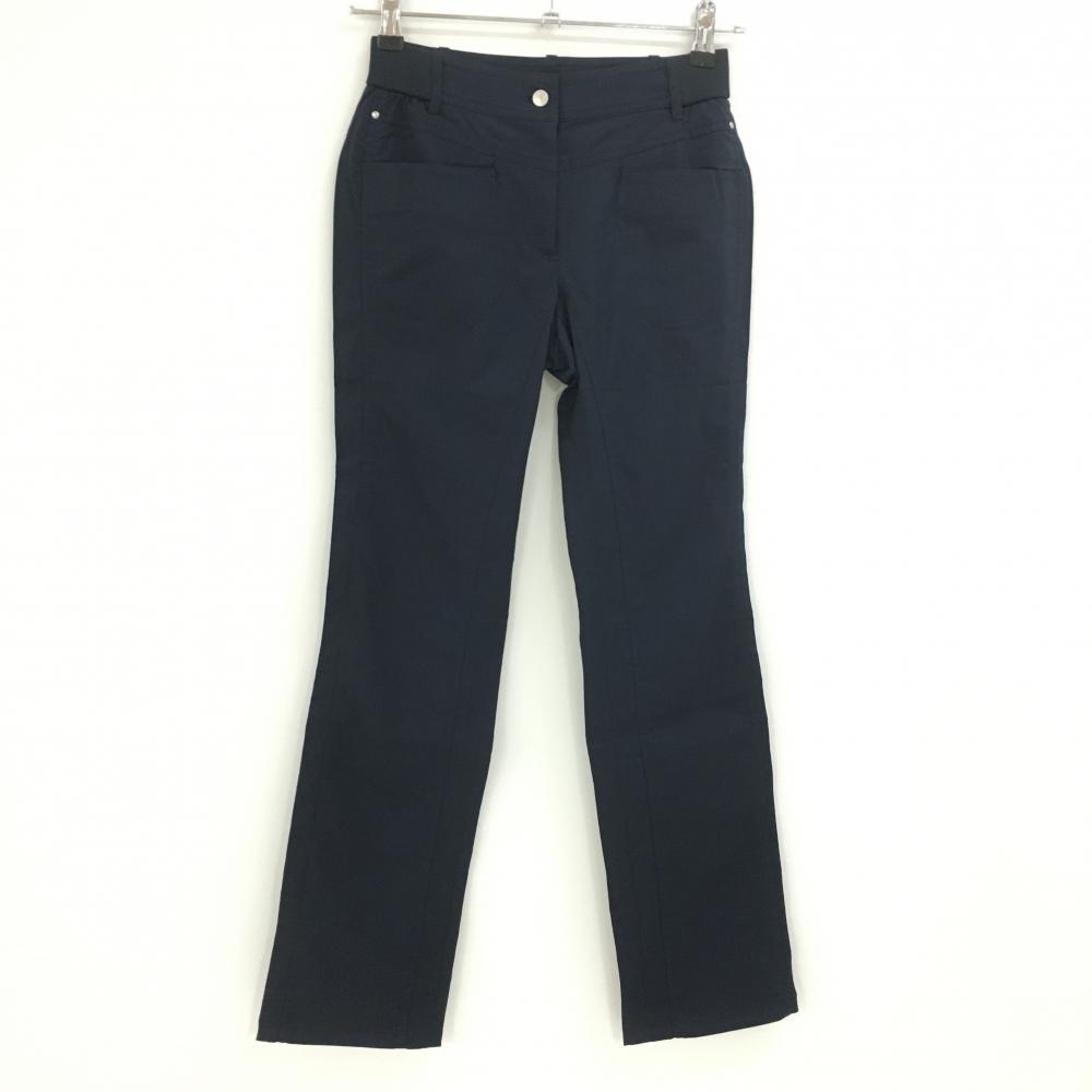 【超美品】アダバット パンツ ネイビー サイドウエストゴム 薄手 無地 レディース 34(XS) ゴルフウェア adabat
