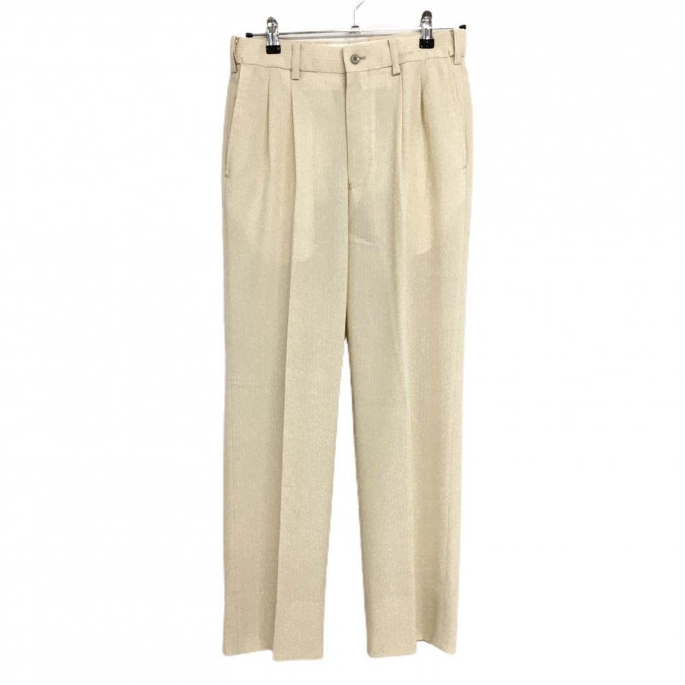 アダバット パンツ ベージュ系 地模様 後ろロゴ刺しゅう 麻混  レディース 76 ゴルフウェア adabat