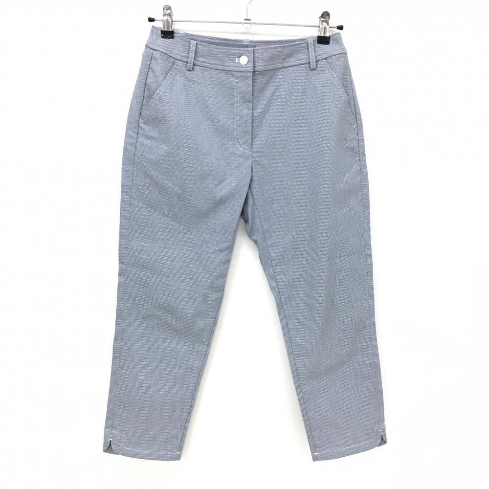 【美品】アダバット 半端丈パンツ グレー系×ライトグレー 総柄地模様 ストレッチ  レディース 38(M) ゴルフウェア adabat