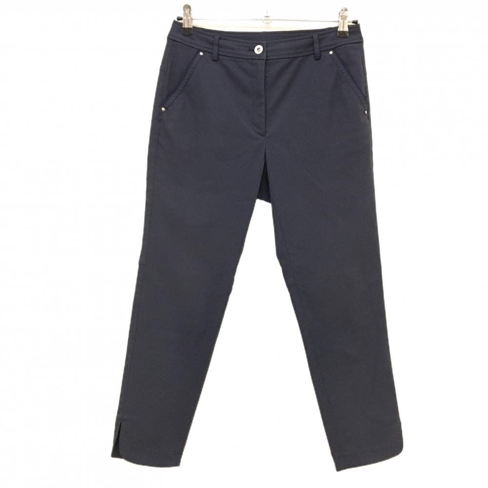 【超美品】アダバット パンツ ダークネイビー 無地 ドッグ刺しゅう レディース 38(M) ゴルフウェア adabat