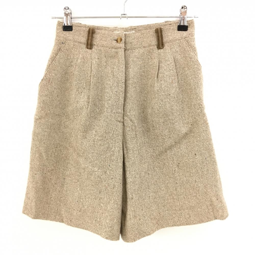 【美品】アダバット ハーフパンツ ベージュ 地模様 裏地付き ウール混 ブランドタグ記名あり レディース I ゴルフウェア adabat