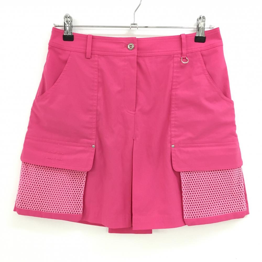 【超美品】アダバット スカート ピンク メッシュポケット ボックスプリーツ レディース 38(M) ゴルフウェア adabat