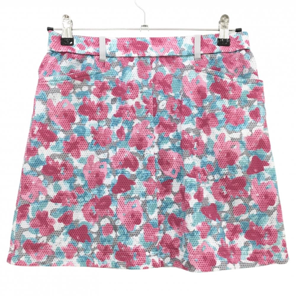 【超美品】アダバット リバーシブルスカート ピンク×ブルー総柄 裏ライトグレー レディース 38(M) ゴルフウェア adabat