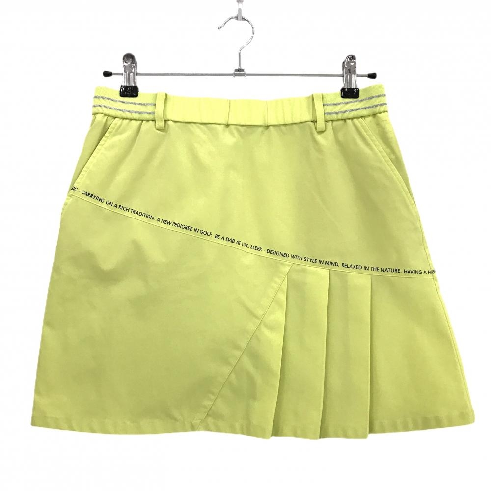 【美品】アダバット スカート ライトイエロー サイドプリーツ ストレッチ ウエストゴム  レディース 40(L) ゴルフウェア adabat