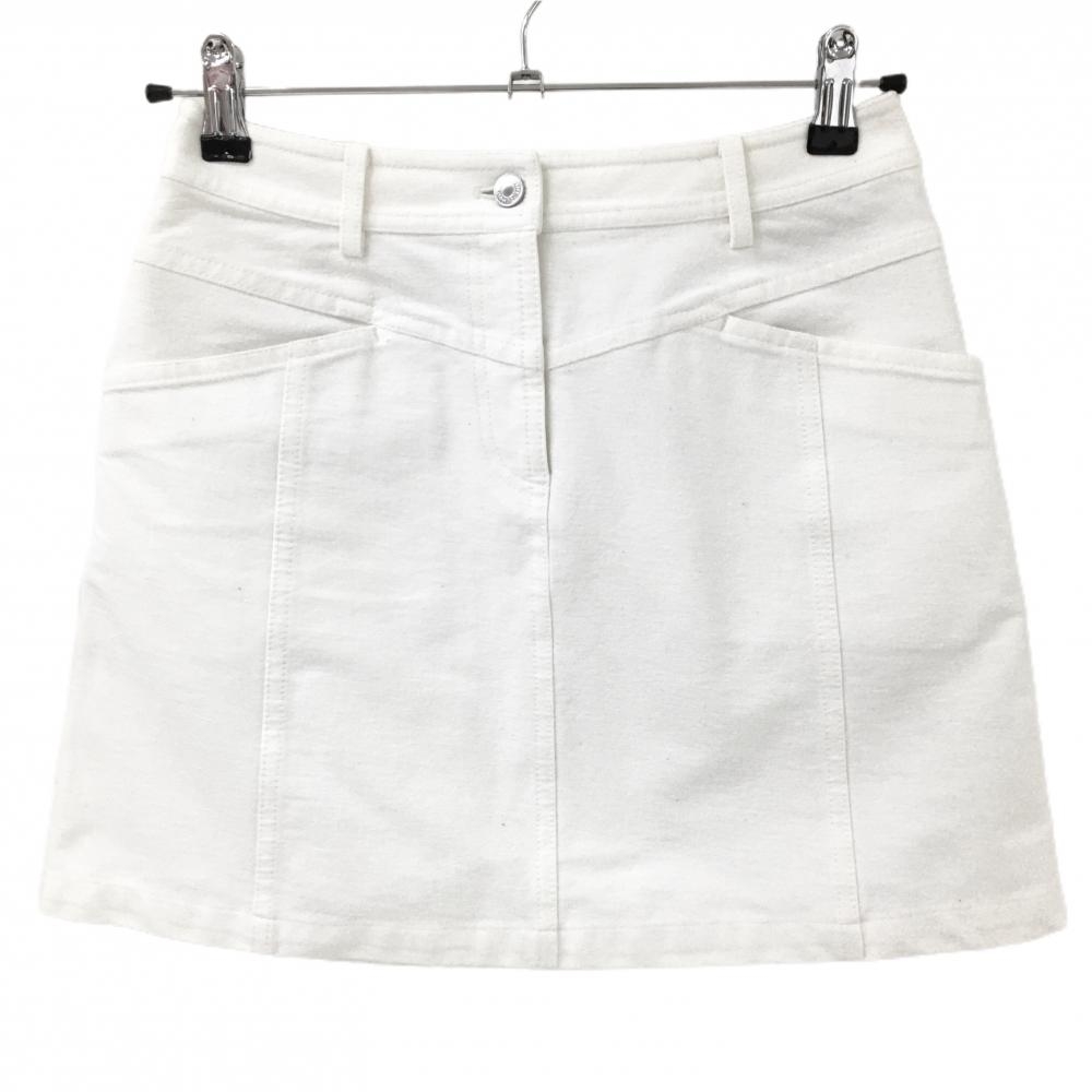 【美品】アダバット スカート 白 後ろロゴ ストレッチ  レディース 36(S) ゴルフウェア adabat