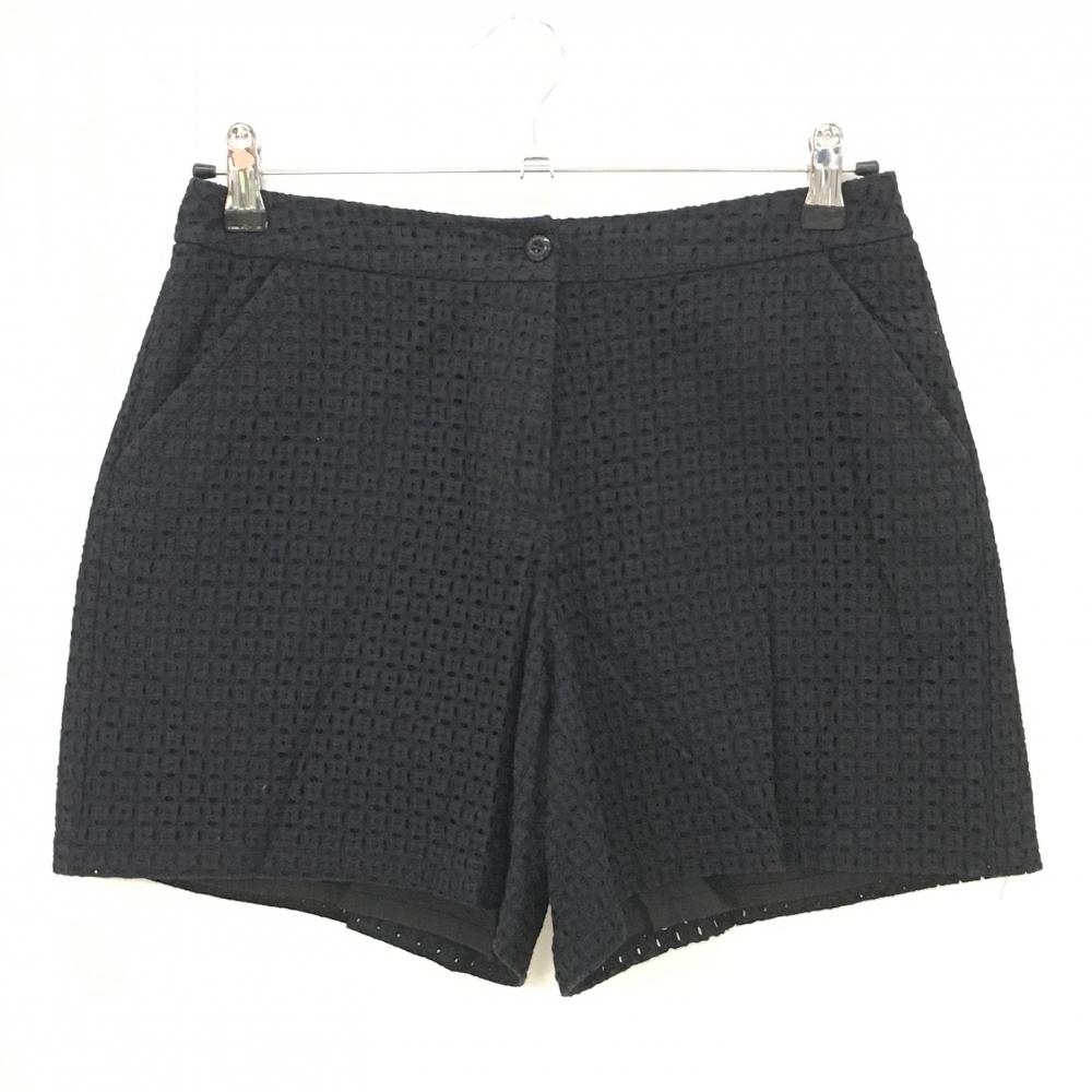 【美品】アダバット キュロットスカート 黒 レース調 裏地付 レディース 38(M) ゴルフウェア adabat