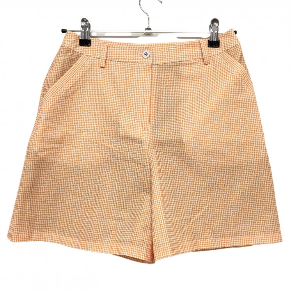 【超美品】アダバット キュロットスカート オレンジ×白 千鳥格子 裏地付 レディース 36(S) ゴルフウェア adabat