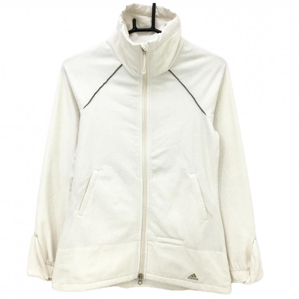 アディダス フリースジャケット 白 CLIMAWARM 指先ウォーマー付 レディース S ゴルフウェア adidas