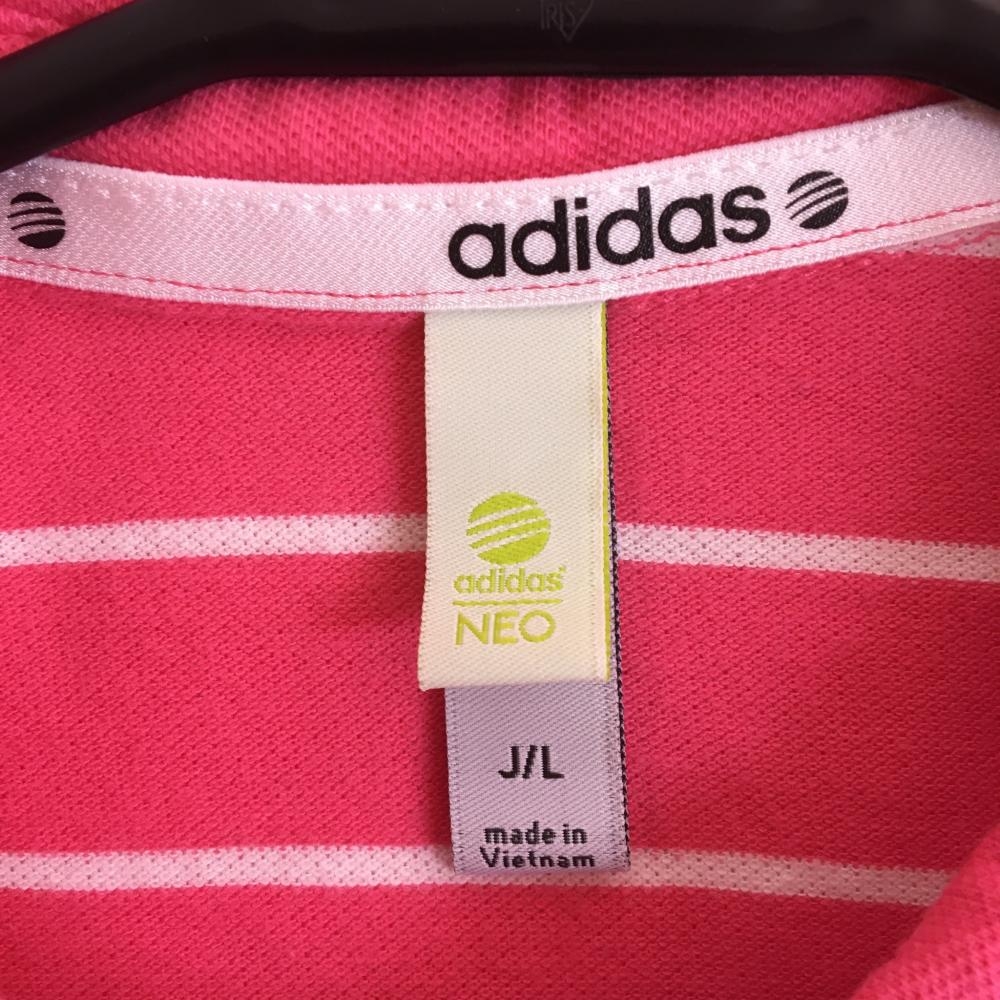 美品 Adidas アディダス Neo 半袖ポロシャツ ピンク 白 ボーダー レディース L ゴルフウェア 中古ゴルフウェア通販サイトreonard レオナード