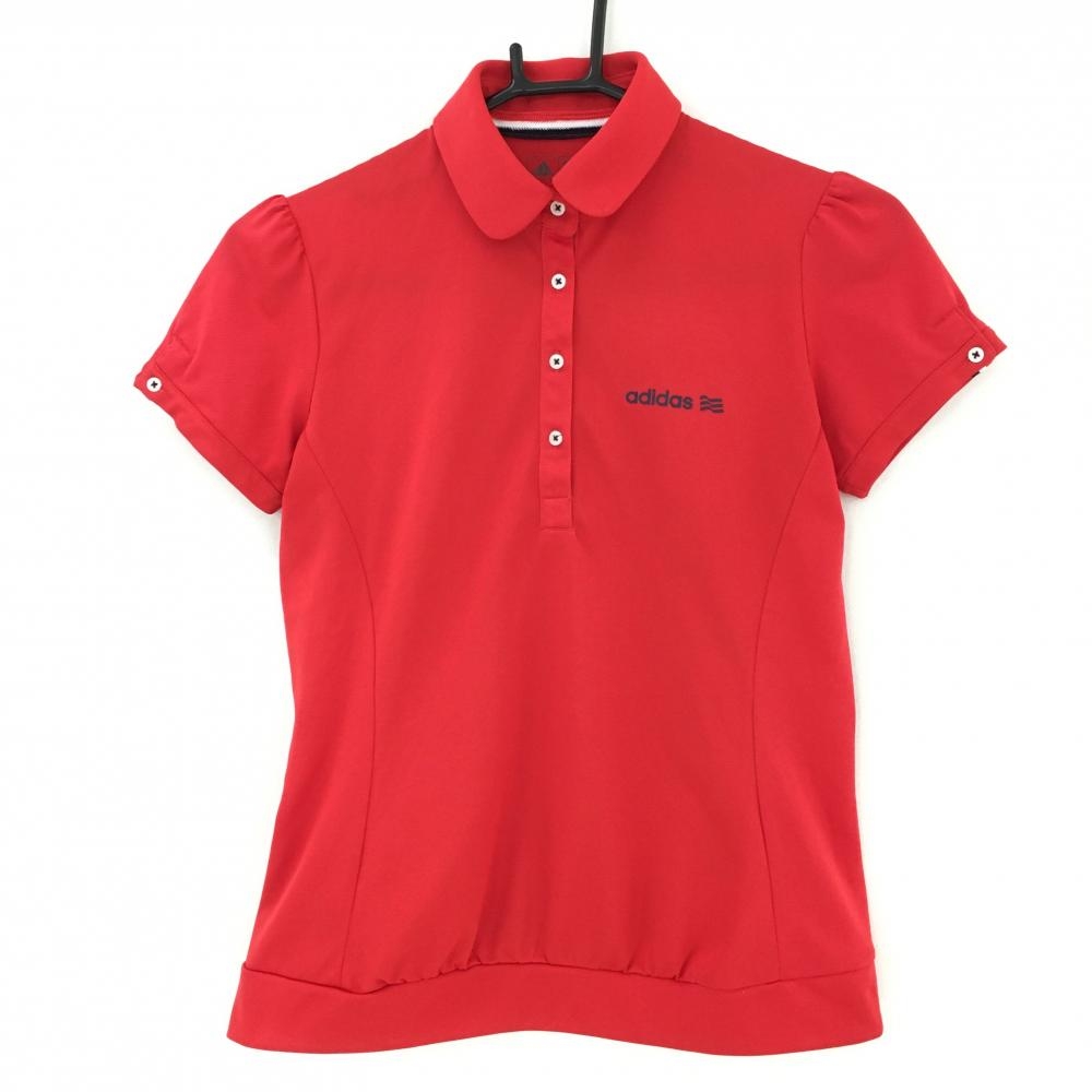 【超美品】アディダス 半袖ポロシャツ レッド前立て内側トリコロール レディース S/P ゴルフウェア adidas