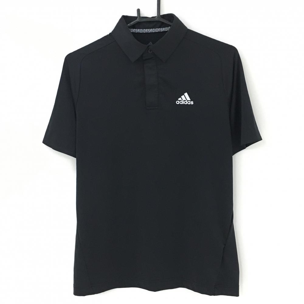 【美品】アディダス 半袖ポロシャツ 黒 背面一部メッシュ スナップボタン ボタンダウン  レディース S ゴルフウェア adidas