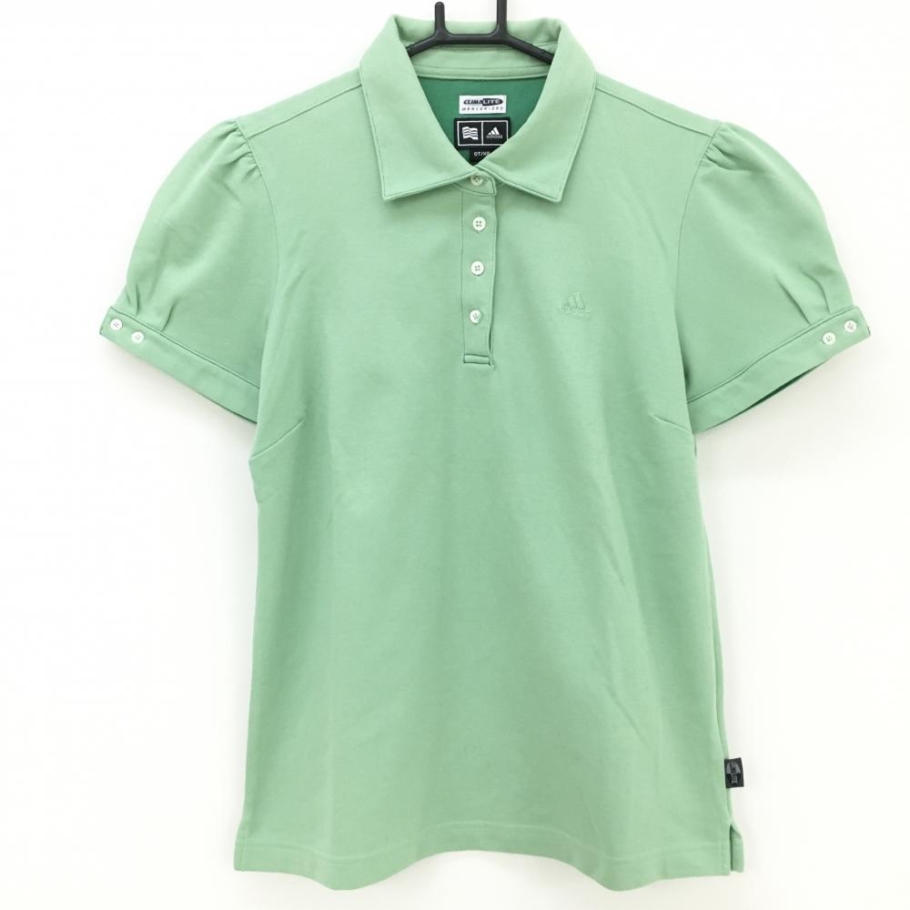 アディダス 半袖ポロシャツ ライトグリーン パフスリーブ 袖口ボタン レディース OT/XG ゴルフウェア adidas