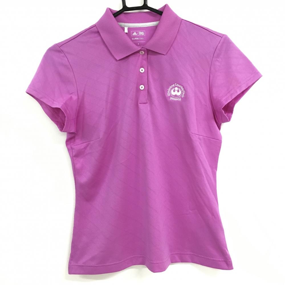 【超美品】アディダス 半袖ポロシャツ パープル 織生地 レディース S ゴルフウェア adidas
