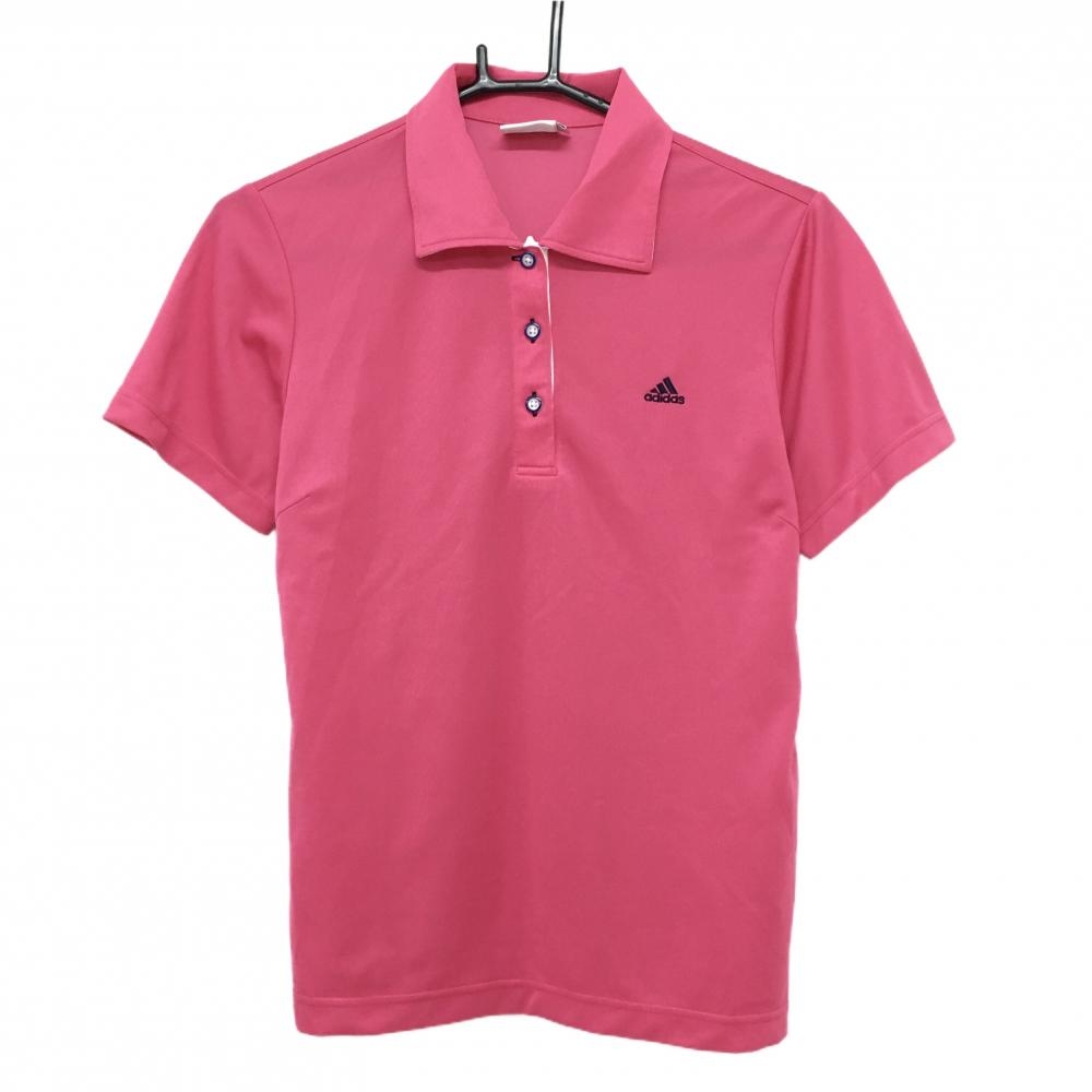 【超美品】アディダス 半袖ポロシャツ ピンク ロゴ刺しゅう レディース OT/XG ゴルフウェア adidas