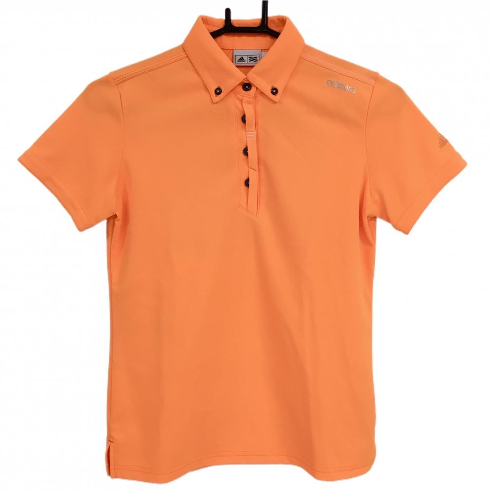 アディダス 半袖ポロシャツ 蛍光オレンジ ボタンダウン  レディース S/P ゴルフウェア adidas