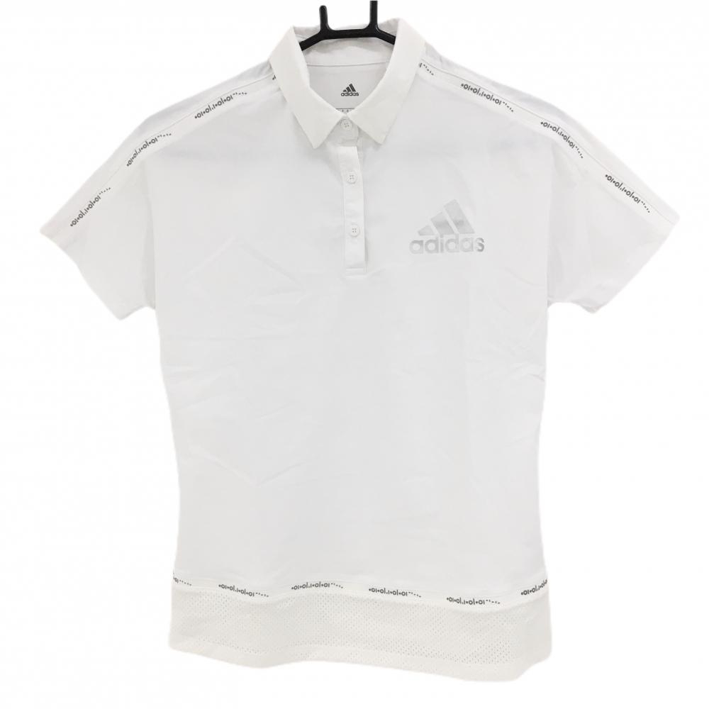 アディダス 半袖ポロシャツ 白 一部メッシュ レディース L ゴルフウェア adidas