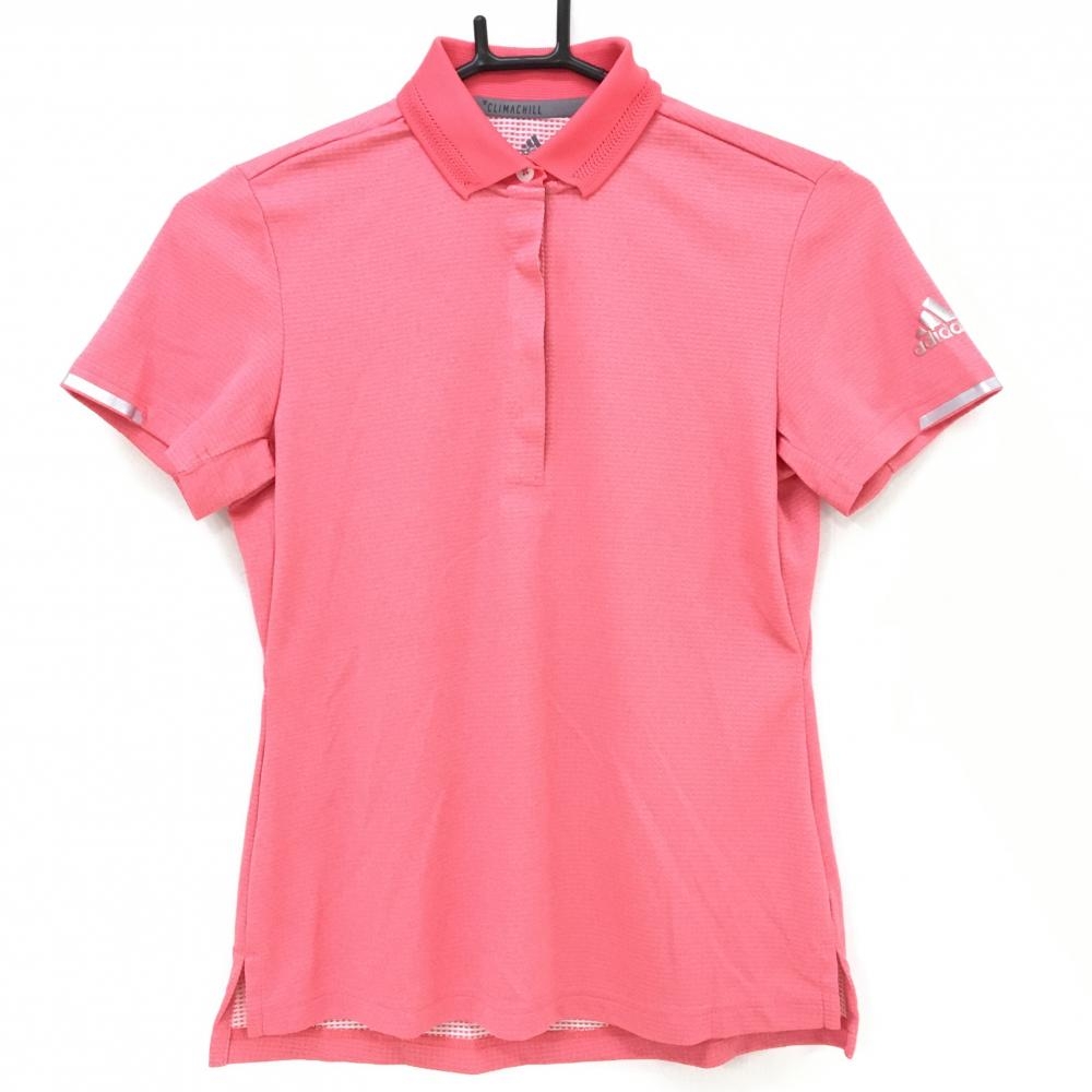 【超美品】アディダス 半袖ポロシャツ ピンク クリマチル 襟淵メッシュ レディース S ゴルフウェア adidas