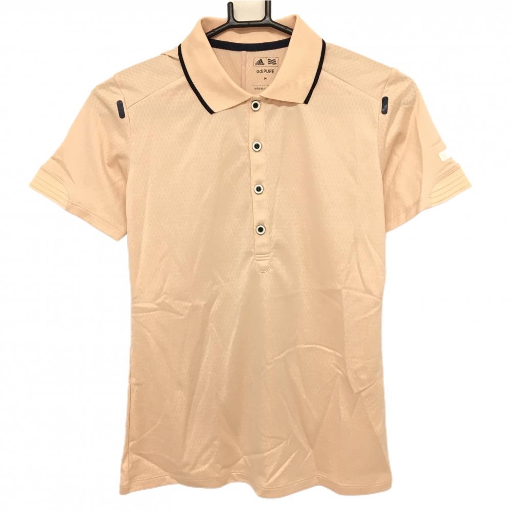 【美品】アディダス 半袖ポロシャツ ライトオレンジ ハニカム柄地模様 adiPURE レディース M ゴルフウェア サンプル品 adidas