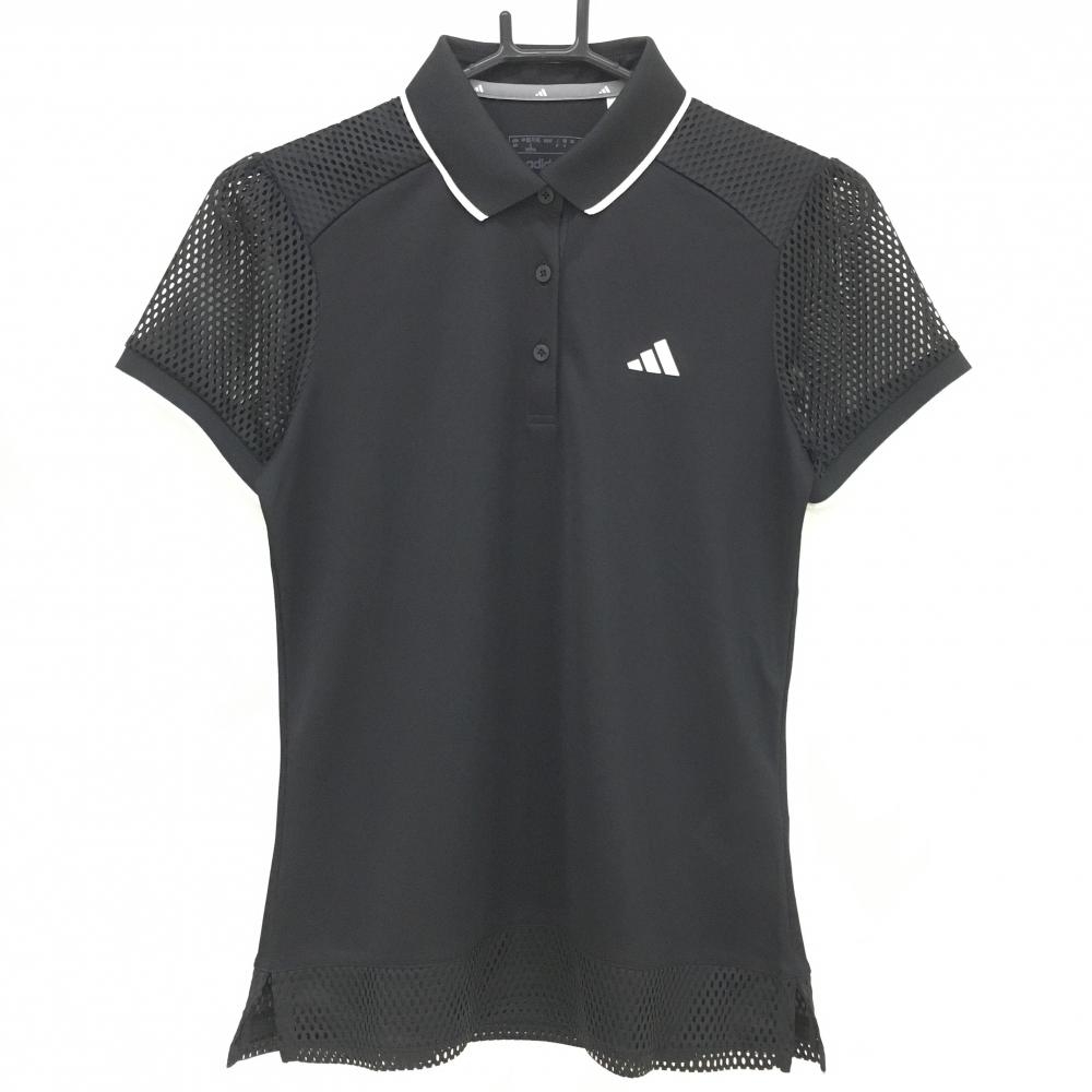 【超美品】アディダス 半袖ポロシャツ 黒 袖メッシュ  レディース M ゴルフウェア 2024年モデル adidas