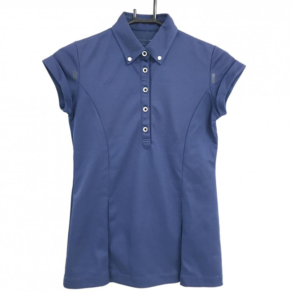 アディダス 半袖ポロシャツ ネイビー 裾ボックスプリーツ ボタンダウン レディース S/P ゴルフウェア adidas