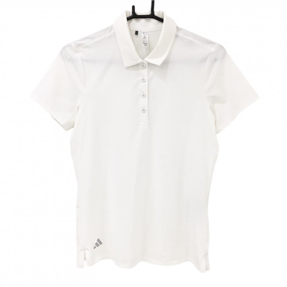 【超美品】アディダス 半袖ポロシャツ 白 裾ロゴプリント レディース L ゴルフウェア 2023年モデル adidas