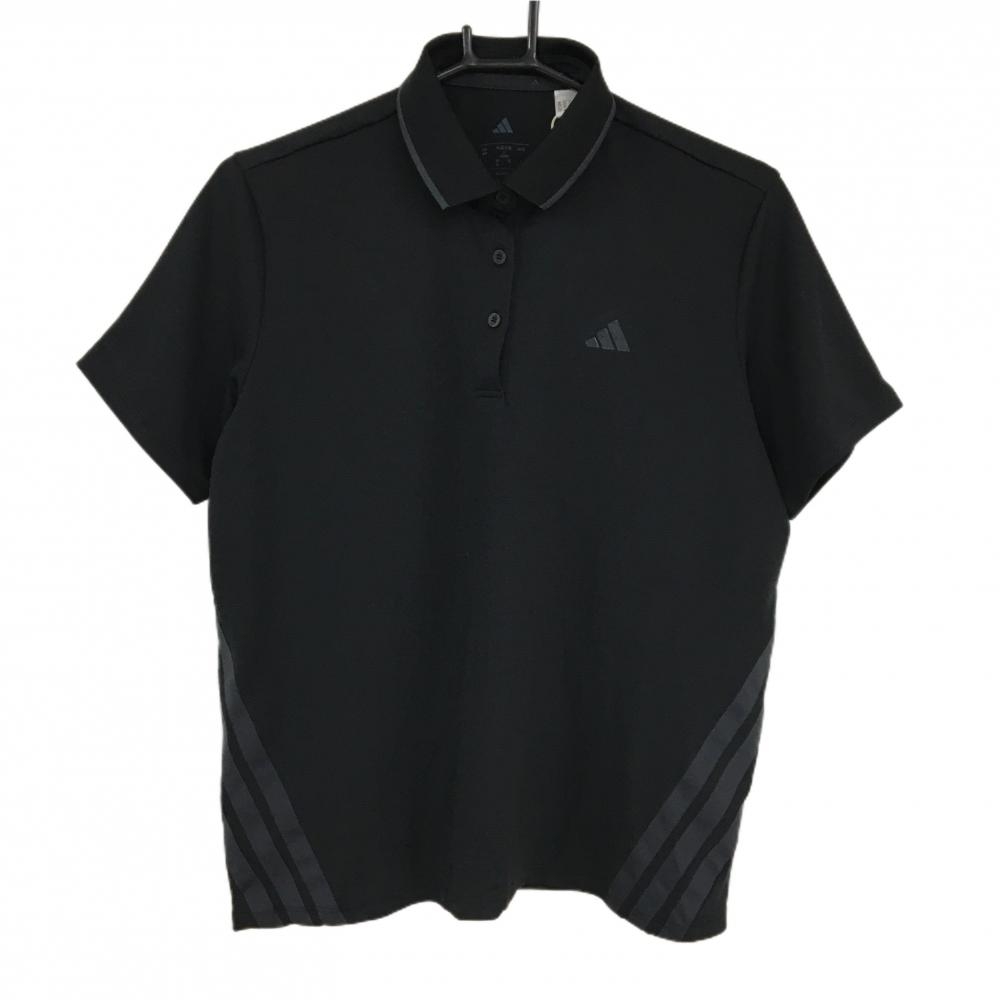 【新品】アディダス 半袖ポロシャツ 黒 サイド3ライン  レディース L ゴルフウェア 2024年モデル adidas