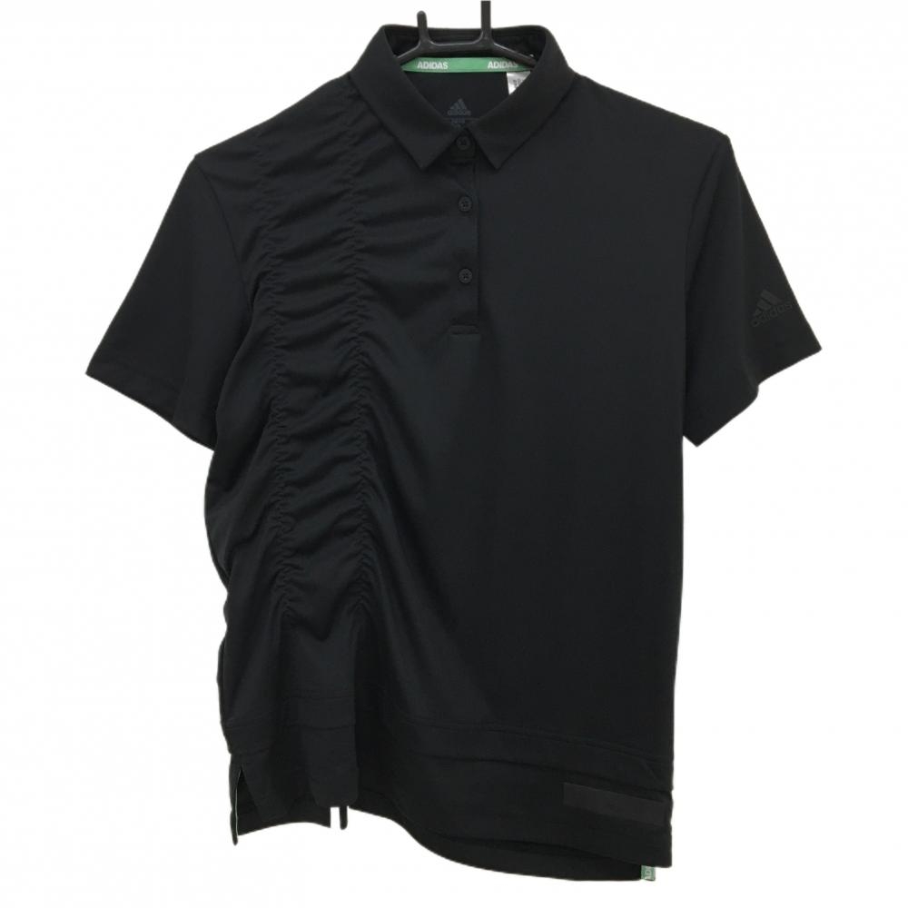 【超美品】アディダス 半袖ポロシャツ 黒×白 後裾3ライン  レディース M ゴルフウェア adidas