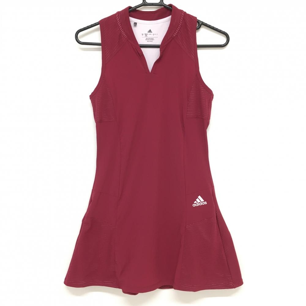【超美品】アディダス ノースリーブワンピース ボルドー 一部メッシュ ストレッチ  レディース S ゴルフウェア 2021年モデル adidas