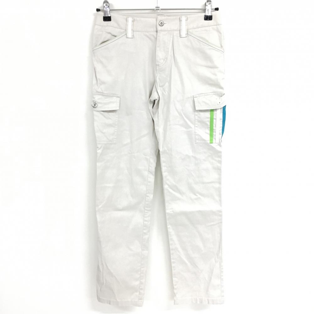 アディダス パンツ ライトベージュ ポケット上3ライン 膝・裾・膝裏汚れ レディース S/P ゴルフウェア adidas