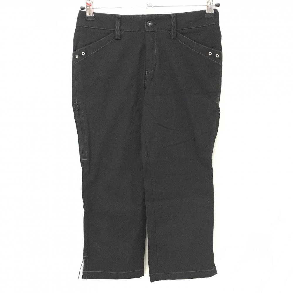 【美品】アディダス 七分丈パンツ 黒 織生地 レディース S/P ゴルフウェア adidas