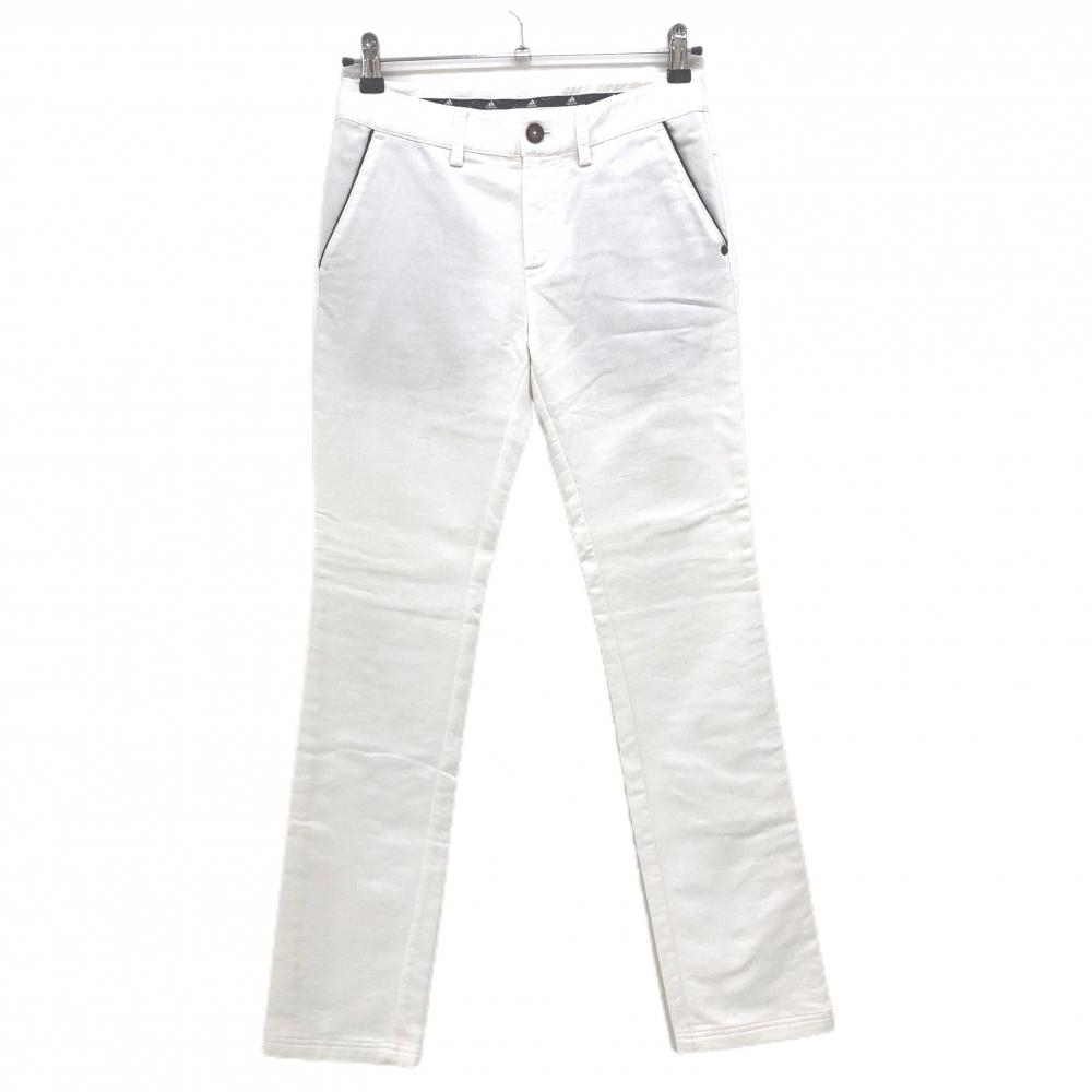 【美品】アディダス パンツ 白×ネイビー ポケット口パイピング レディース S/P ゴルフウェア adidas