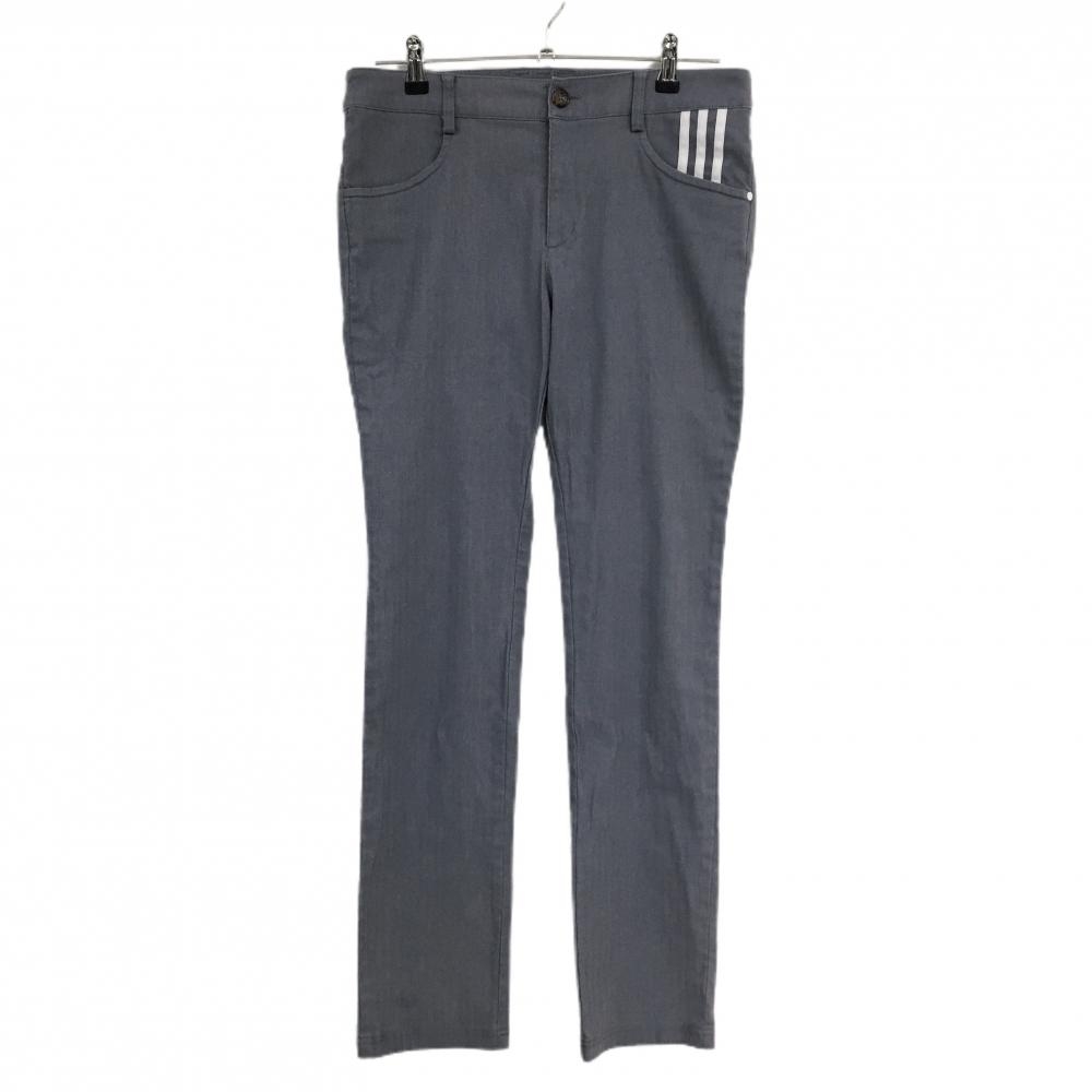 アディダス パンツ グレー×白 ヘリンボーン織生地 ポケット口3ライン バックロゴ レディース OT/XG ゴルフウェア adidas