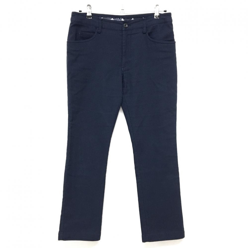 アディダス パンツ ネイビー×黒 総柄 バックロゴ 内側毛羽立ち レディース OT/XG ゴルフウェア adidas