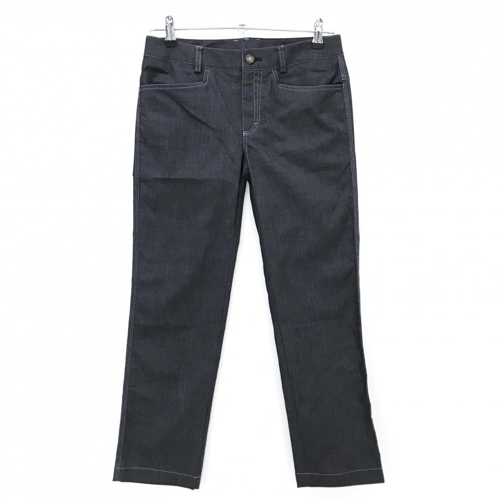 【美品】アディダス パンツ 杢ダークグレー×スモーキーブルー ステッチ 後ろロゴ刺しゅう レディース S/P ゴルフウェア adidas