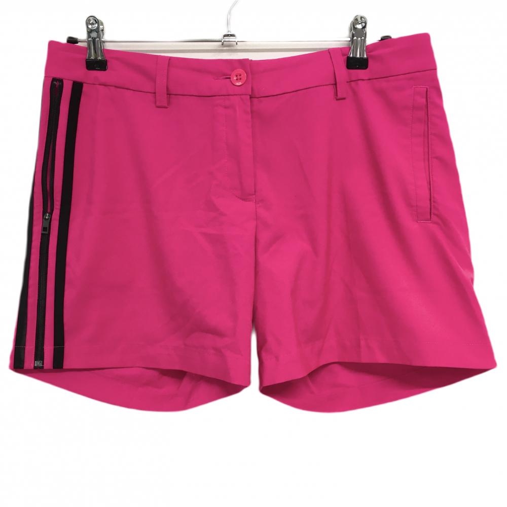アディダス ショートパンツ ピンク×黒 サイド3ライン レディース OT ゴルフウェア adidas