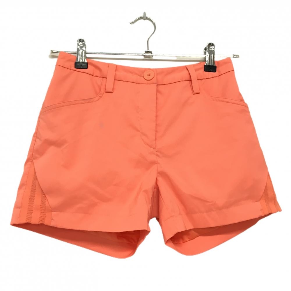 【美品】アディダス ショートパンツ サーモンピンク 裾一部メッシュ ストレッチ 裏地付  レディース S ゴルフウェア adidas