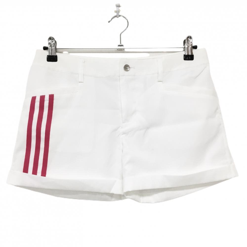 アディダス ショートパンツ 白 サイド3ライン 裏地付  レディース L/G ゴルフウェア adidas