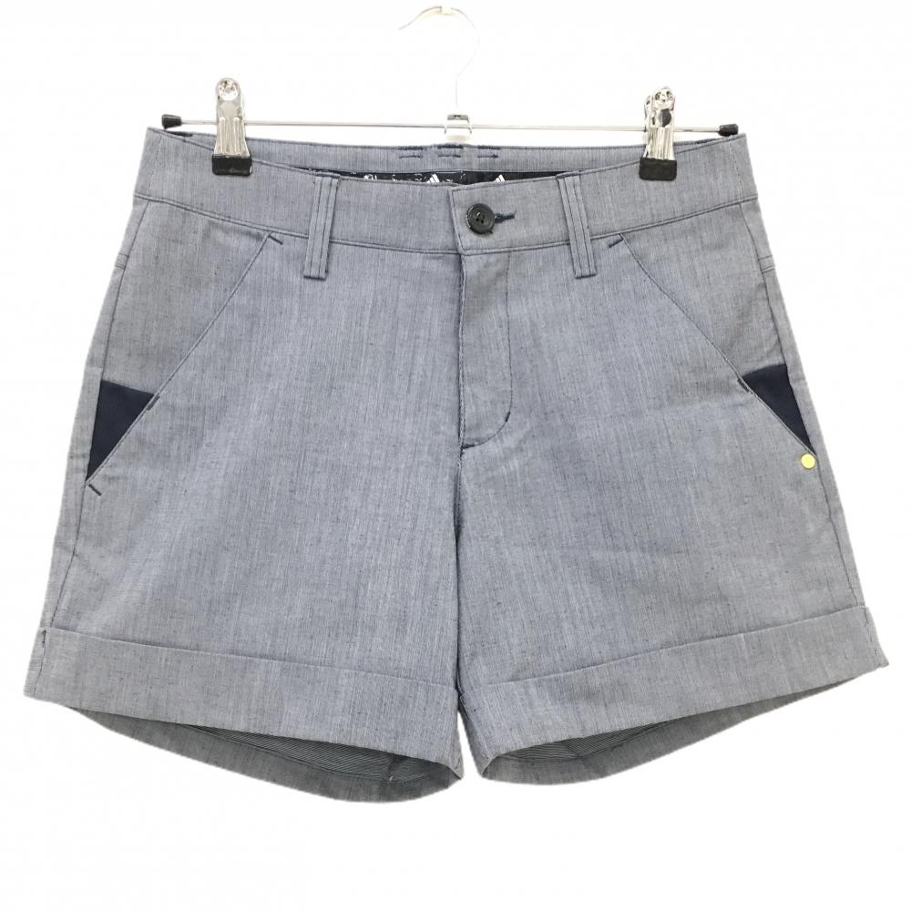 【超美品】アディダス ショートパンツ 杢ネイビー 後ロゴ刺しゅう  レディース S/P ゴルフウェア adidas