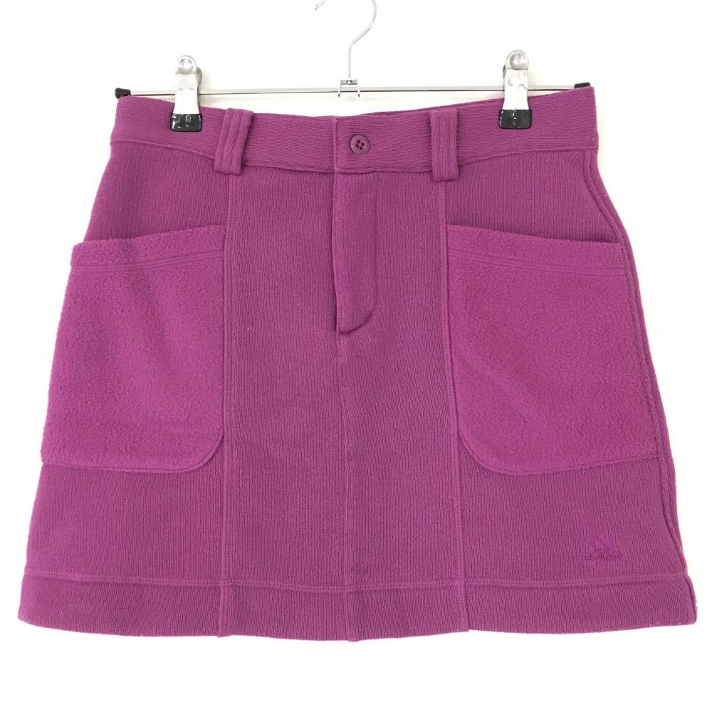 アディダス ニットスカート パープル 裏起毛 インナーパンツ付き  レディース S/P ゴルフウェア adidas