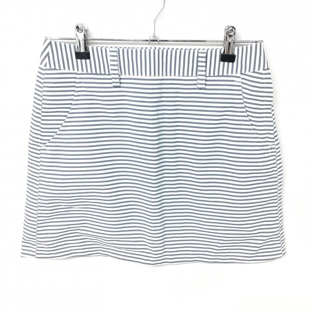 アディダス スカート 白×グレー ボーダー ストライプ  レディース S/P ゴルフウェア adidas