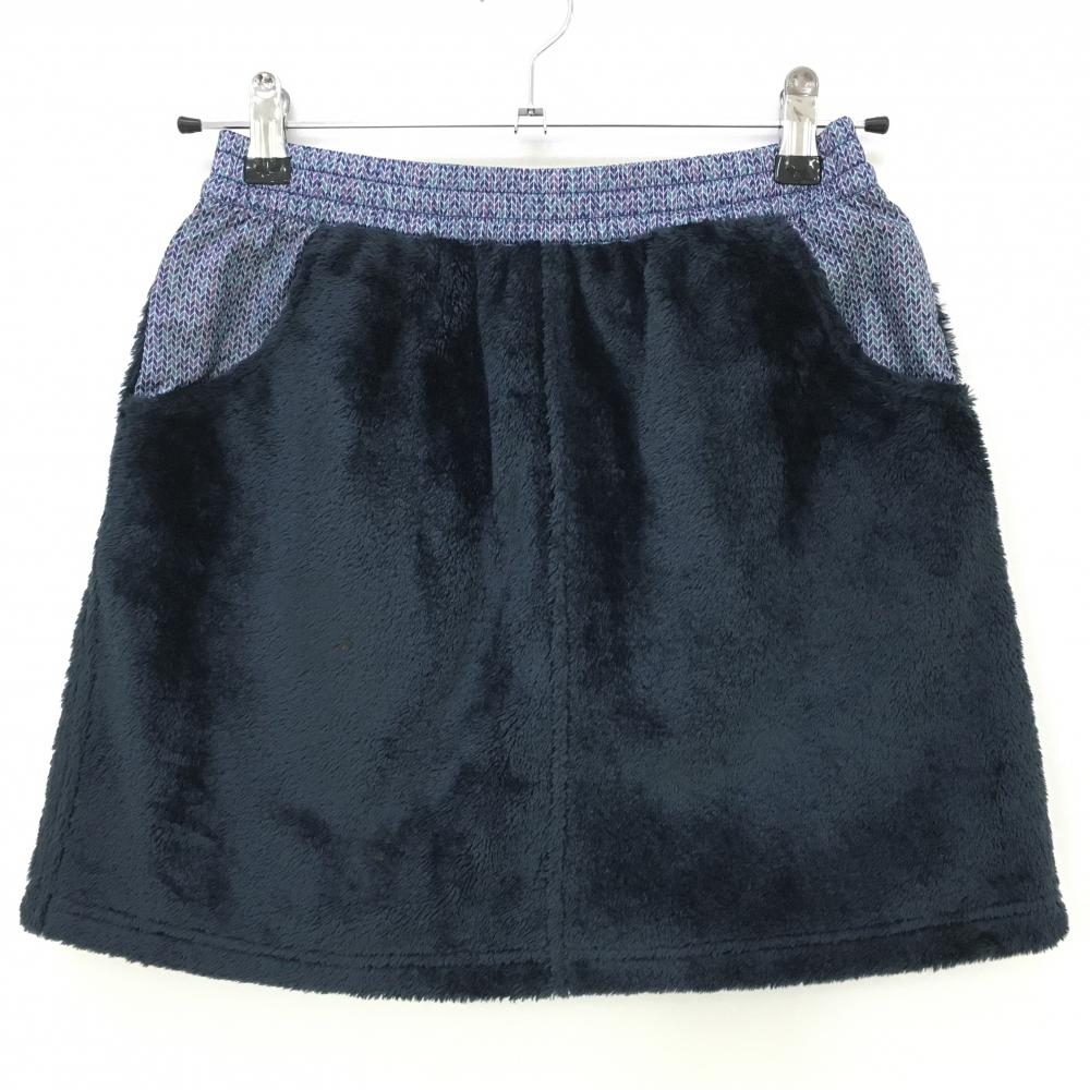 【超美品】アディダス ボアスカート ネイビー×パープル バックロゴ刺しゅう ウエストゴム レディース Ｓ/Ｐ ゴルフウェア adidas