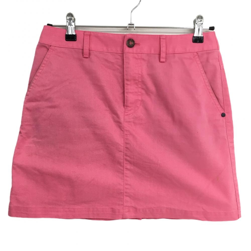 アディダス スカート ピンク×ネイビー 織生地 後ろロゴ刺しゅう  レディース M/M ゴルフウェア adidas