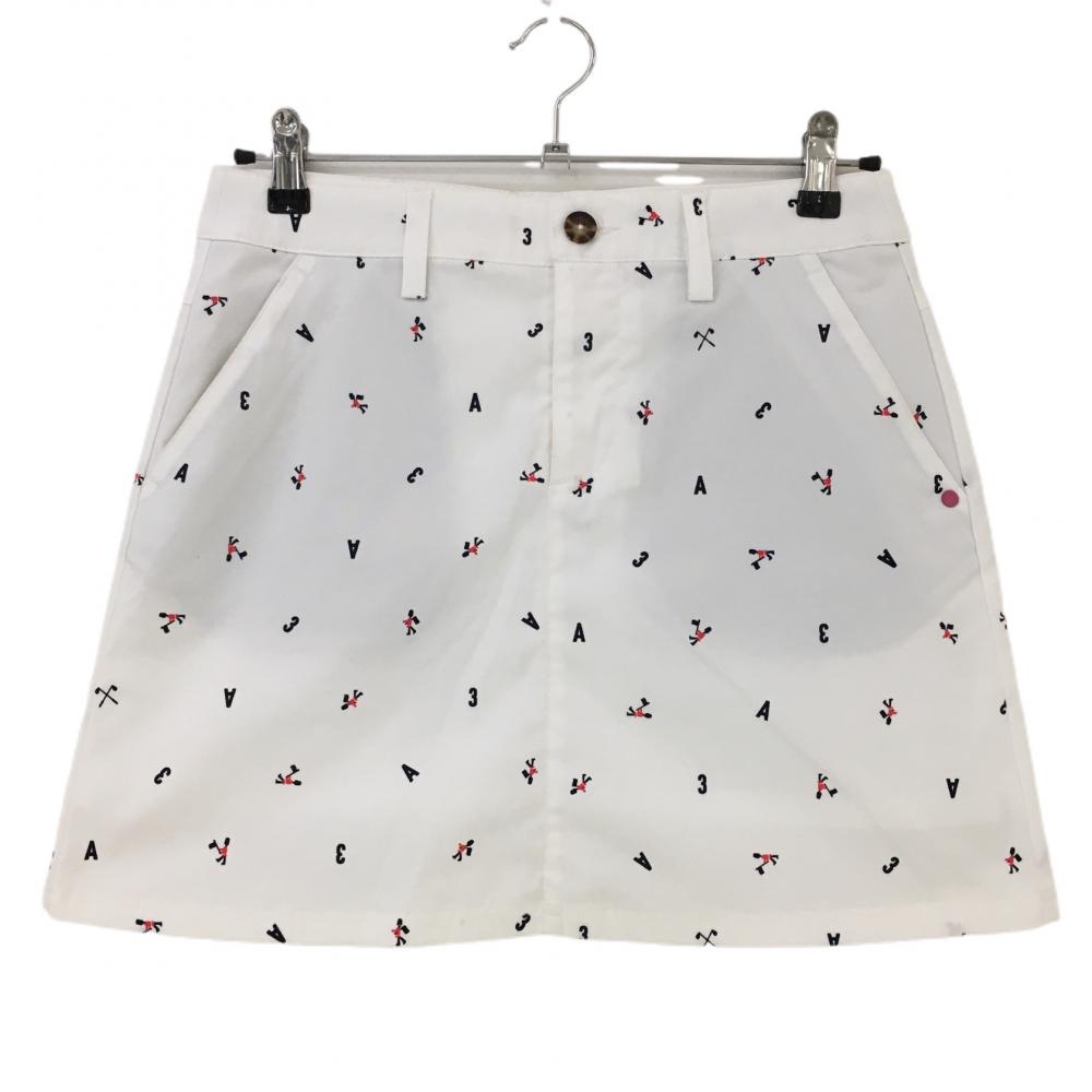 アディダス スカート 白×ネイビー 総柄  レディース M/M ゴルフウェア adidas