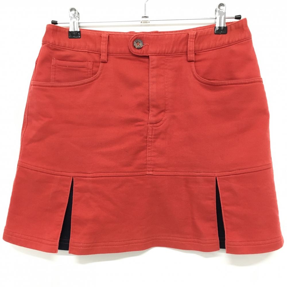 アディダス スカート レッド×黒 ボックスプリーツ  レディース L/G ゴルフウェア adidas