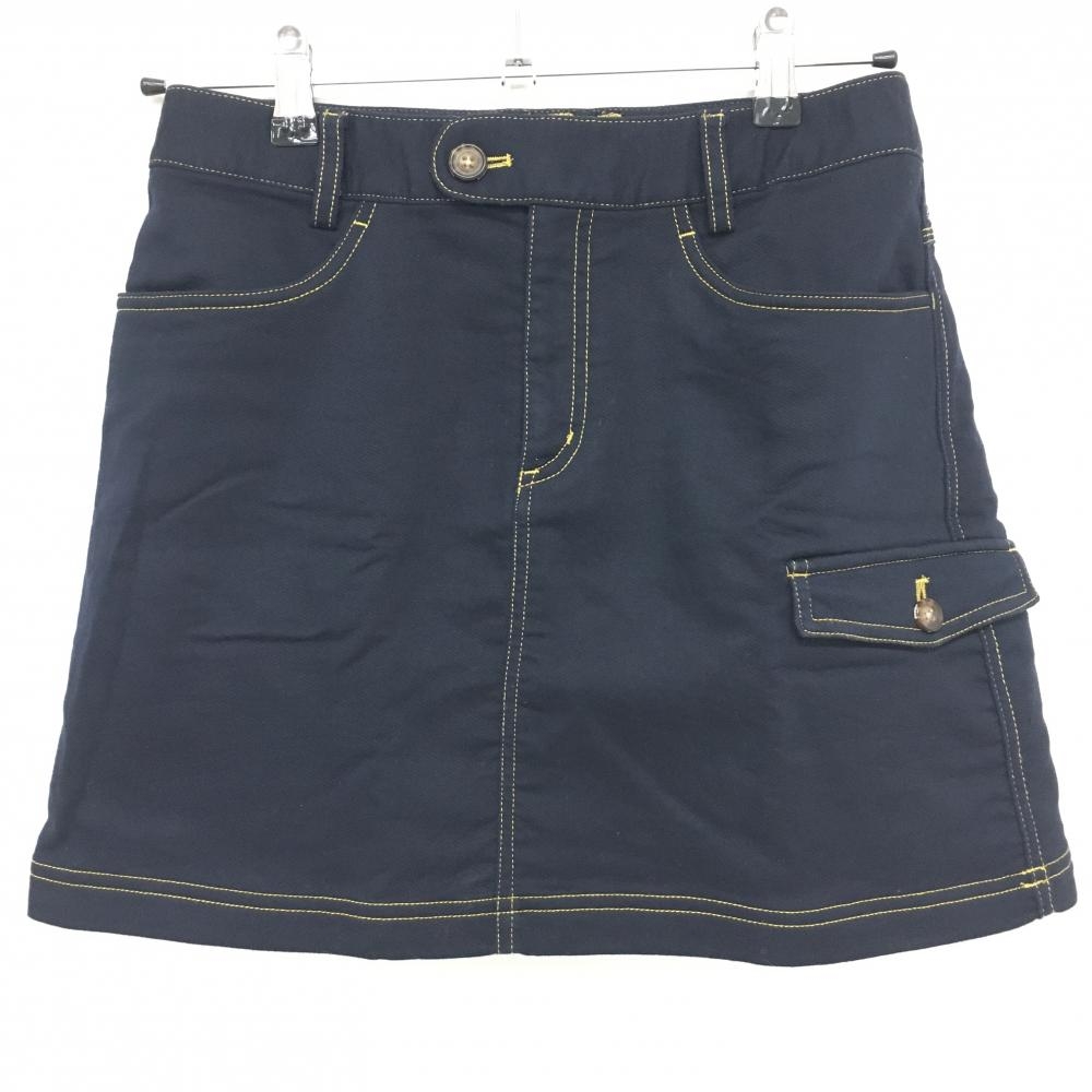 【美品】アディダス スカート ネイビー 裏微起毛 ステッチ レディース S/P ゴルフウェア adidas