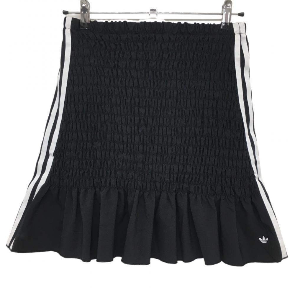 【新品】アディダス スカート 黒×白 サイドライン スモッキングスカート レディース L ゴルフウェア adidas 画像