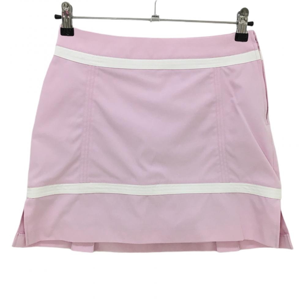 【超美品】アディダス スカート ピンク×白 ライン 裾スリット 内側インナーパンツ レディース S/P ゴルフウェア adidas 画像